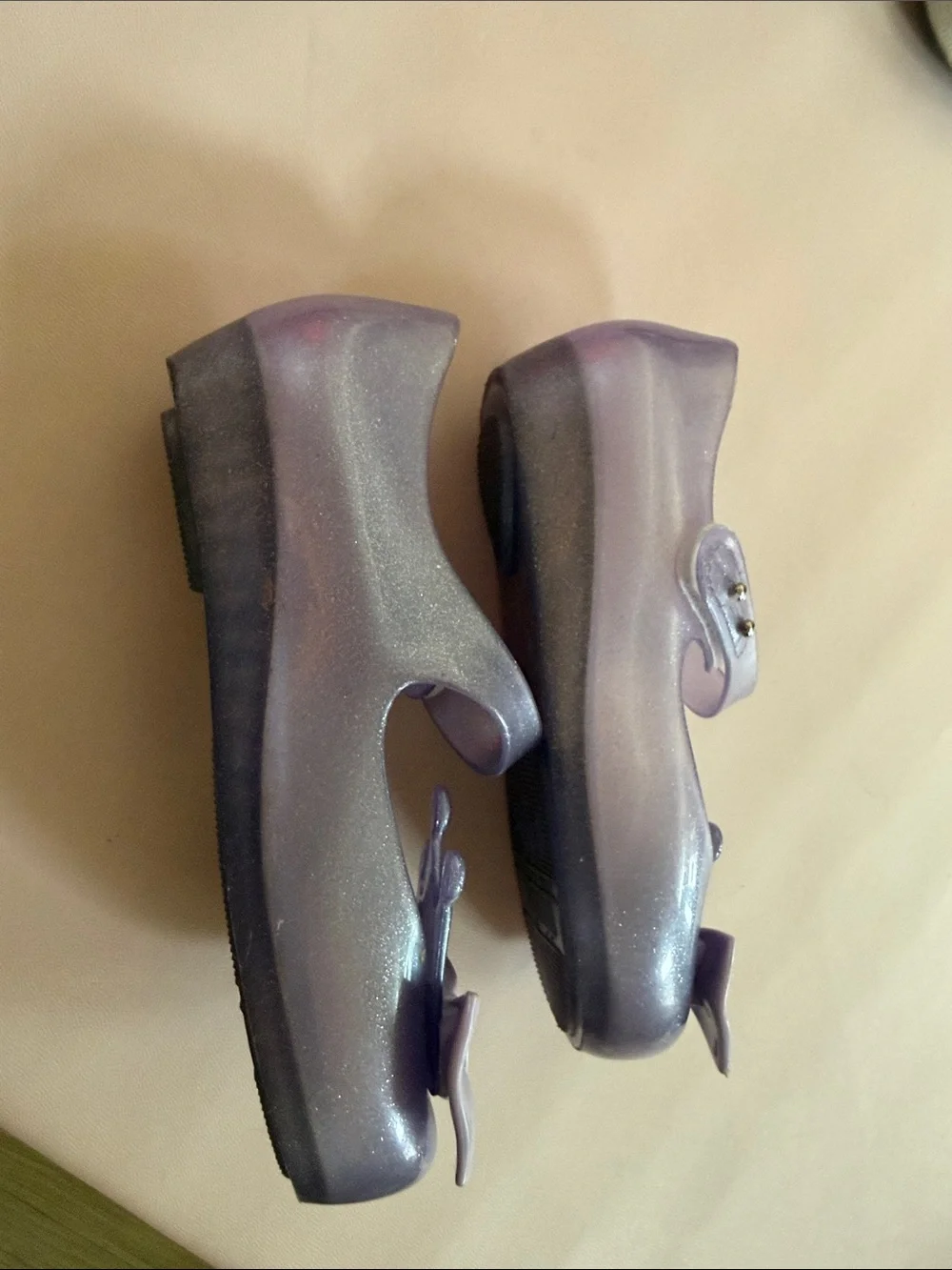 Mini Melisa Girls Purple Bow Jelly Mary Jane Shoes